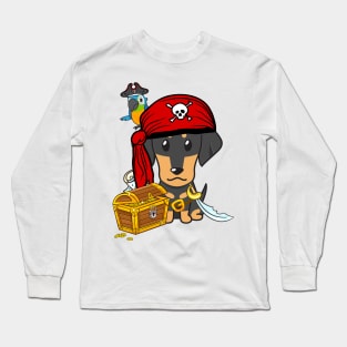 Funny dachshund is a pirate Long Sleeve T-Shirt